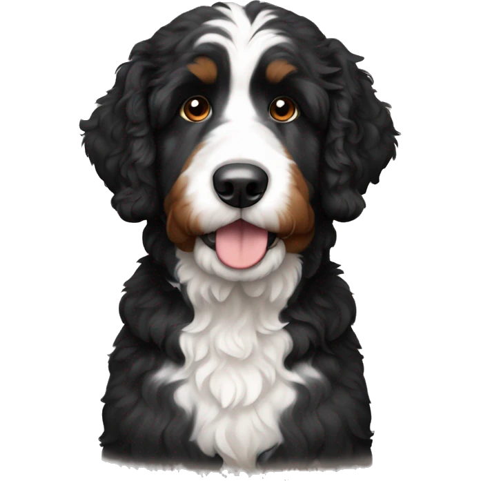black and white bernedoodle with brown eyebrows emoji