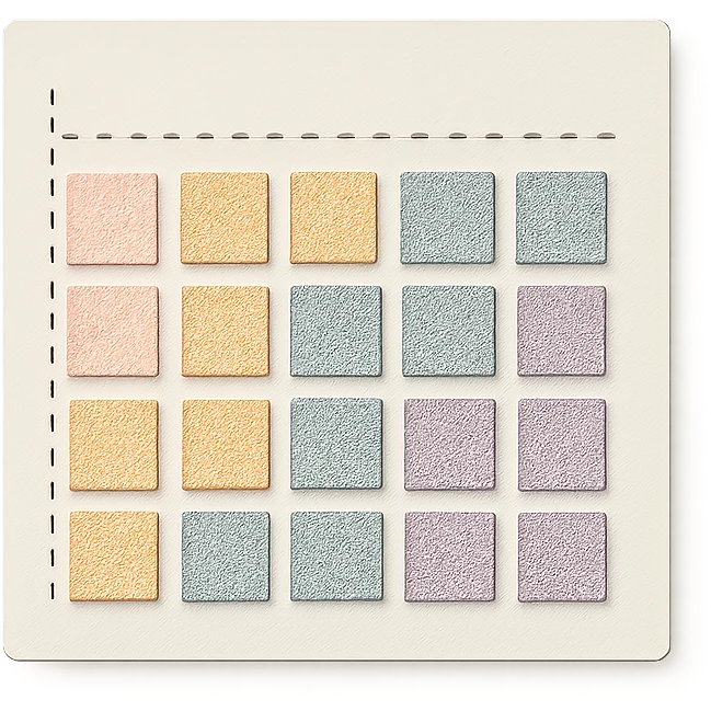 soft pastel gentle habit tracker grid with delicate dotted lines emoji