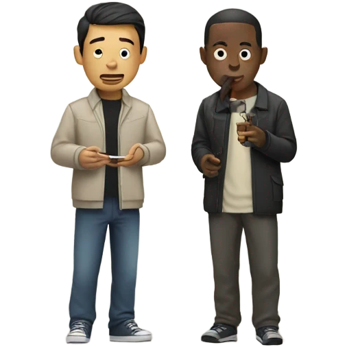 Asian man and black man smoking  emoji