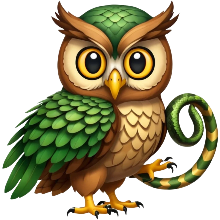 An owl carries a snake emoji