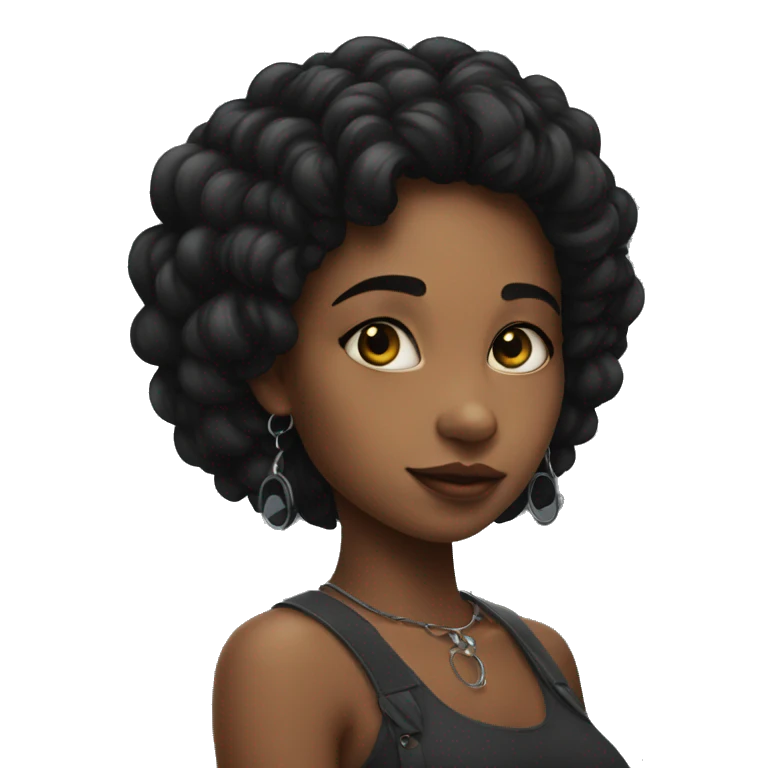 Menina negra com piercing no nariz  emoji
