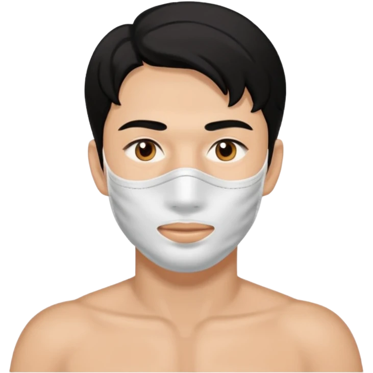 black hair man with white clay face mask on emoji