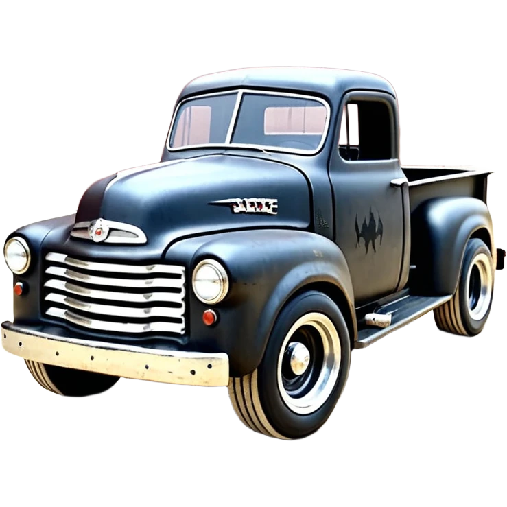 1:10 off-road lcg smoking rusting Basher style “Sandford and Son Salvage” 1954 blackened tarnished hotrod rat rod streamlined anime International zombie extended cab rc bulging pickup (extra wide low-profile pin tires chrome wheels with fenders) emoji