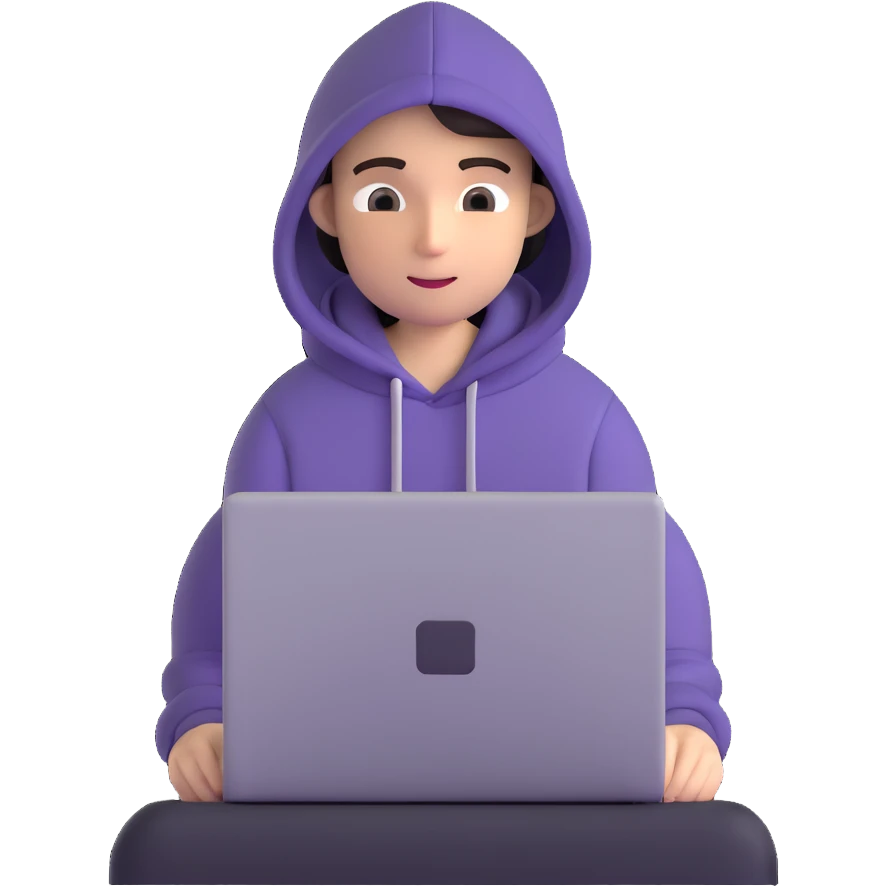 hacker with laptop wearing hoodie emoji