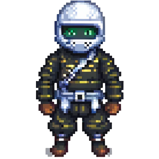 Black digital bomb, round bomb body with silver highlights and details, no timer, sleek ninja-inspired design, pixel art style emoji