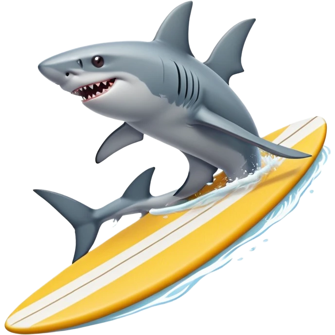 A shark surfing in a surf table  emoji