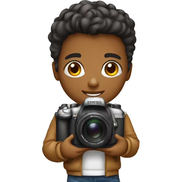 young blogger with camera emoji