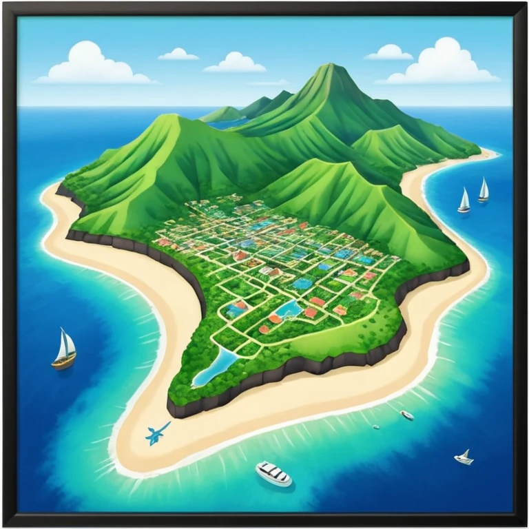 Guadeloupe dans sa forme géographique réelle, vue du dessus emoji