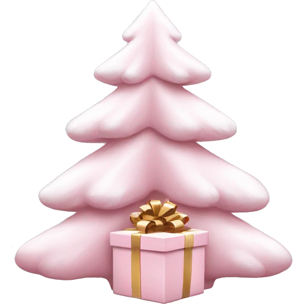 Light pink Christmas gifts under a white Christmas tree  emoji
