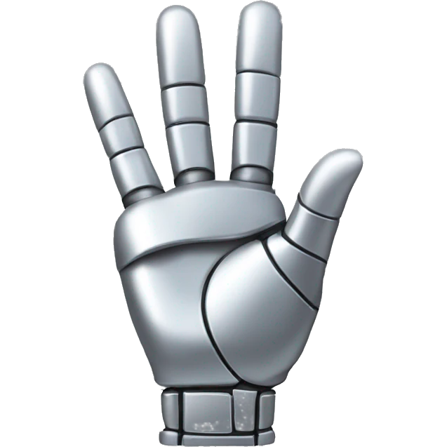 silver robotic peace sign hand emoji