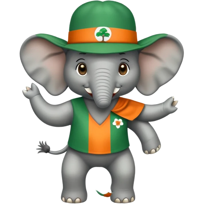 Create an dancing elephant with a white and green Ivory Coast flag . emoji
