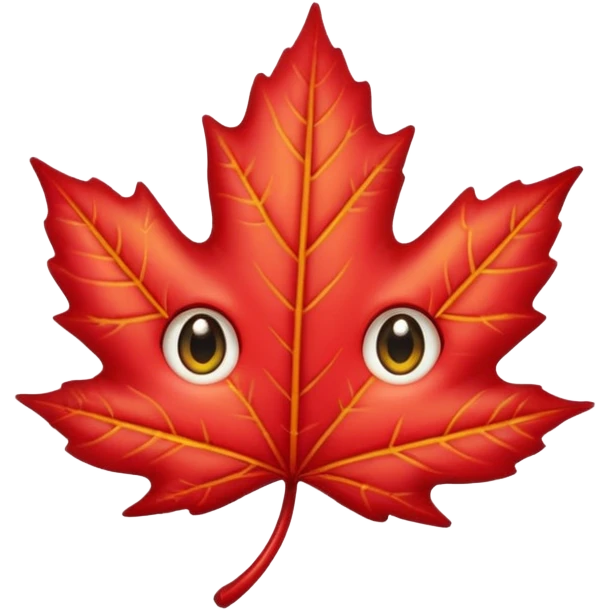 feuille d'érable, style Kawaii, yeux brillants emoji