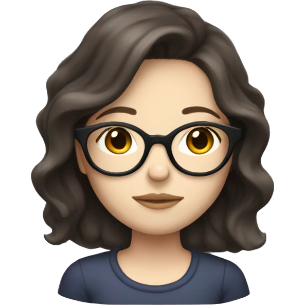 girl with dark brown hair a little bit wavy pale skin and glasses sleeping emoji