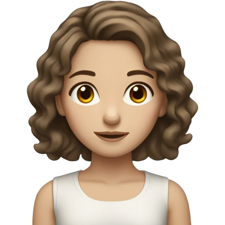 brunette girl with light brown eyes and wavy brown hair and paleish white skin emoji