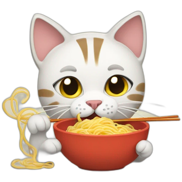 Animated cat eating noodle emoji