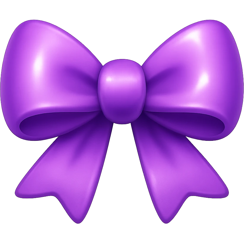 purple bow emoji, cute and shiny, with a gradient effect emoji