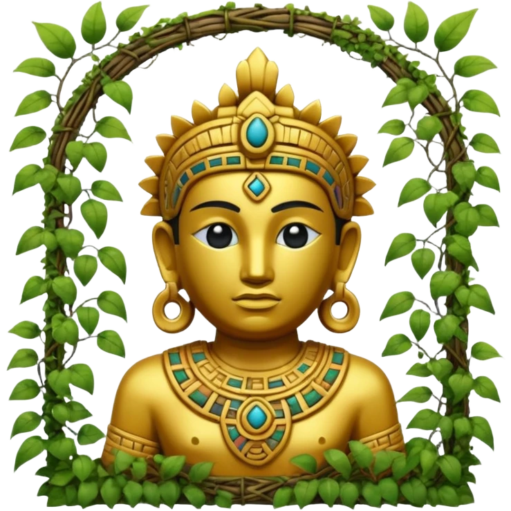 Golden ruined mayan Statue in Jungle emoji