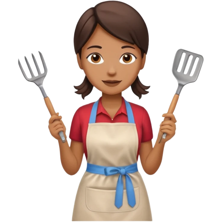 woman grilling bbq with grill and apron emoji
