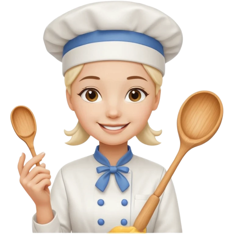 Young female baker – wearing white chef hat, holding a piping bag with cream

 emoji