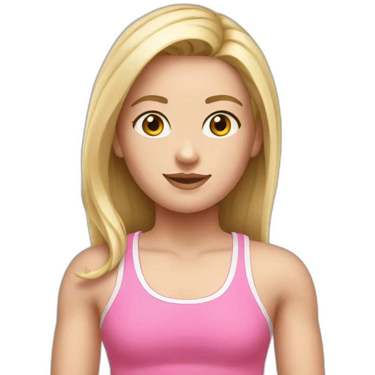 A white girl wear a pink sport tank top emoji