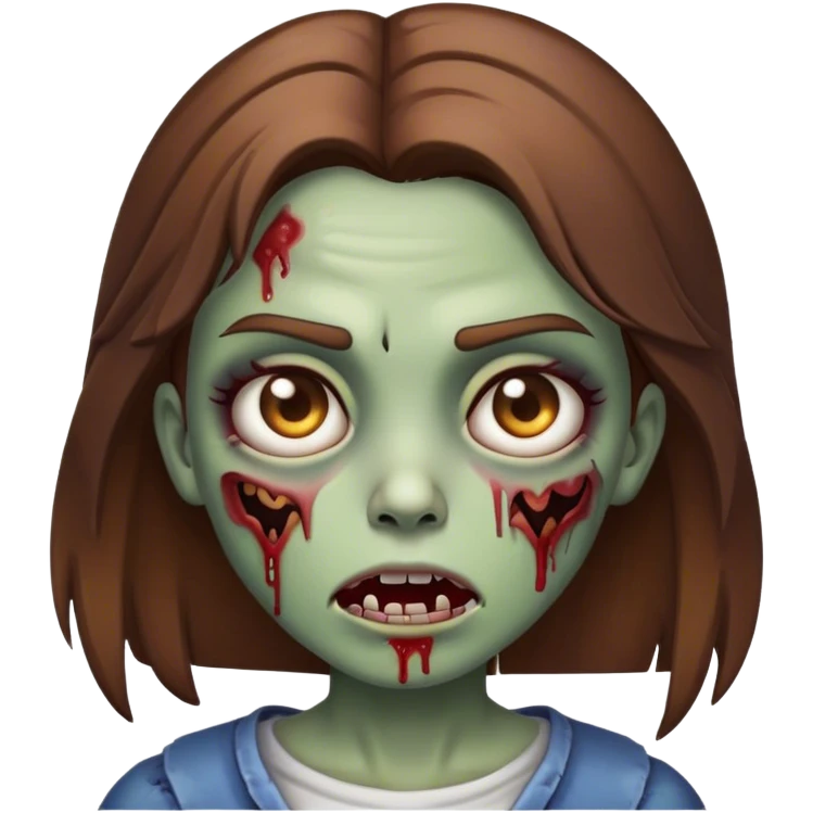 zombie girl emoji with brown hair emoji
