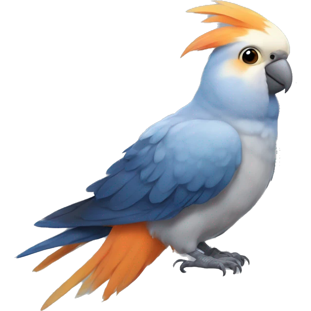 Blue Cockatiel, blushy cheeks, orange feathers on top emoji