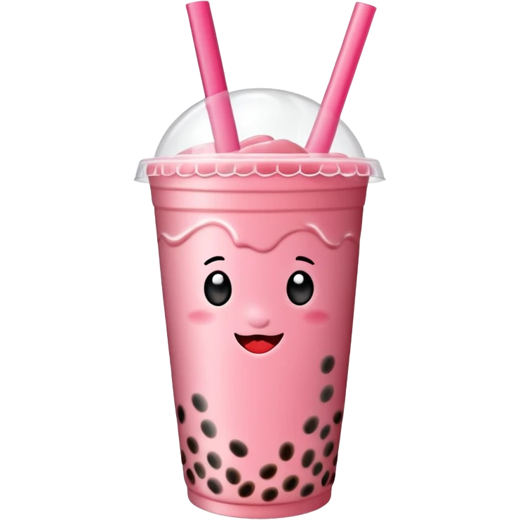 Strawberry bubble tea with strawberry syrup  emoji