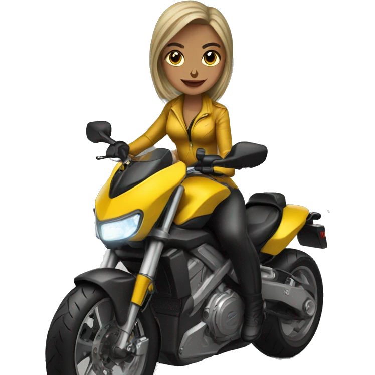 Woman and can am motocicleta amarilla emoji