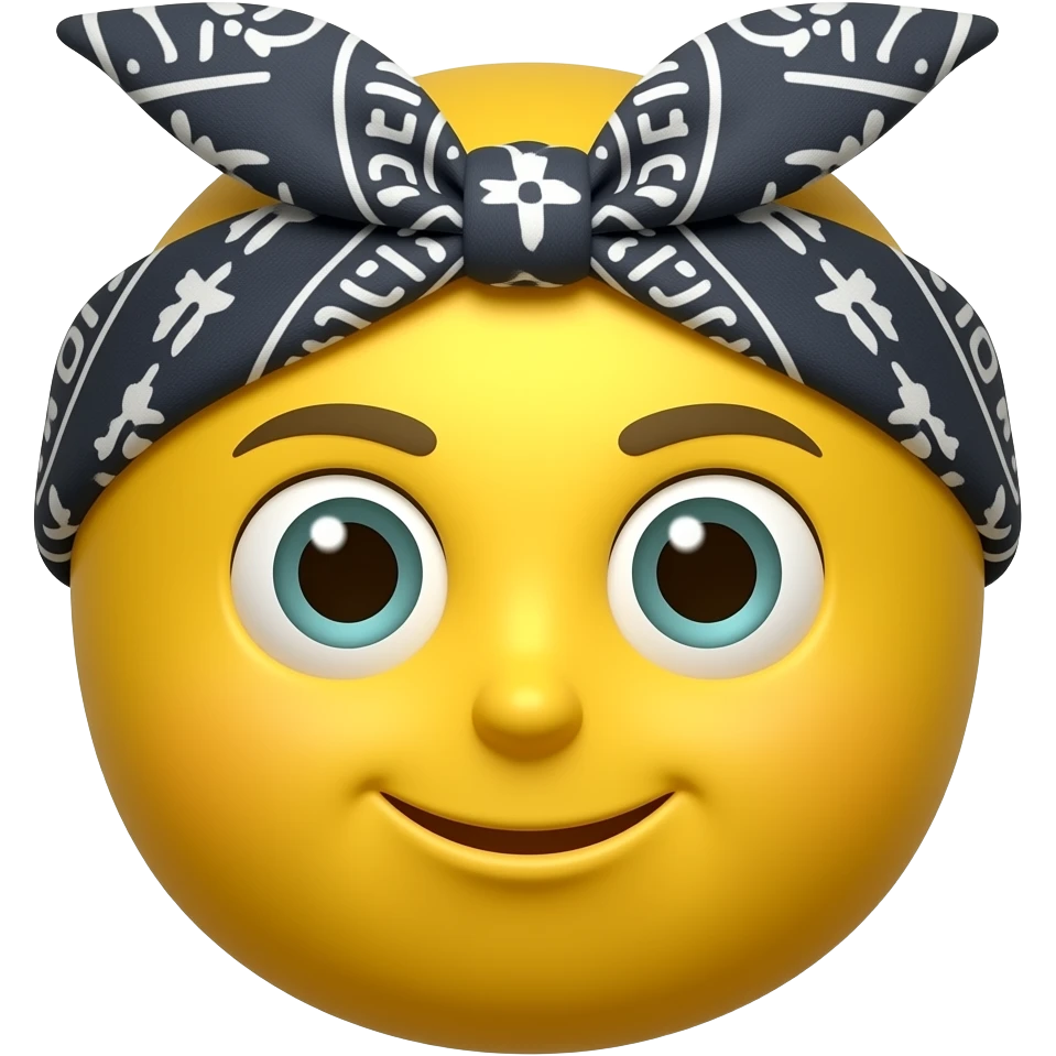 Yellow round glossy emoji with bandana emoji