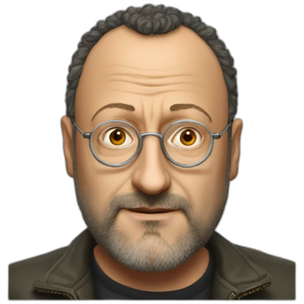 Jean reno avec des cheveux frisés et sans lunette emoji