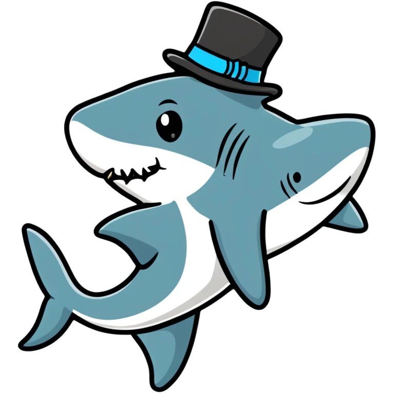 Shark with a top hat emoji