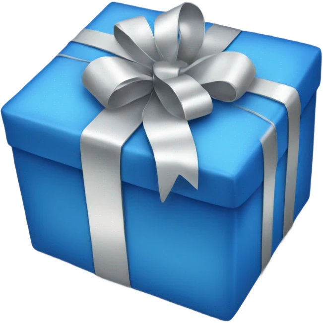Christmas present wrapped in blue and silver emoji