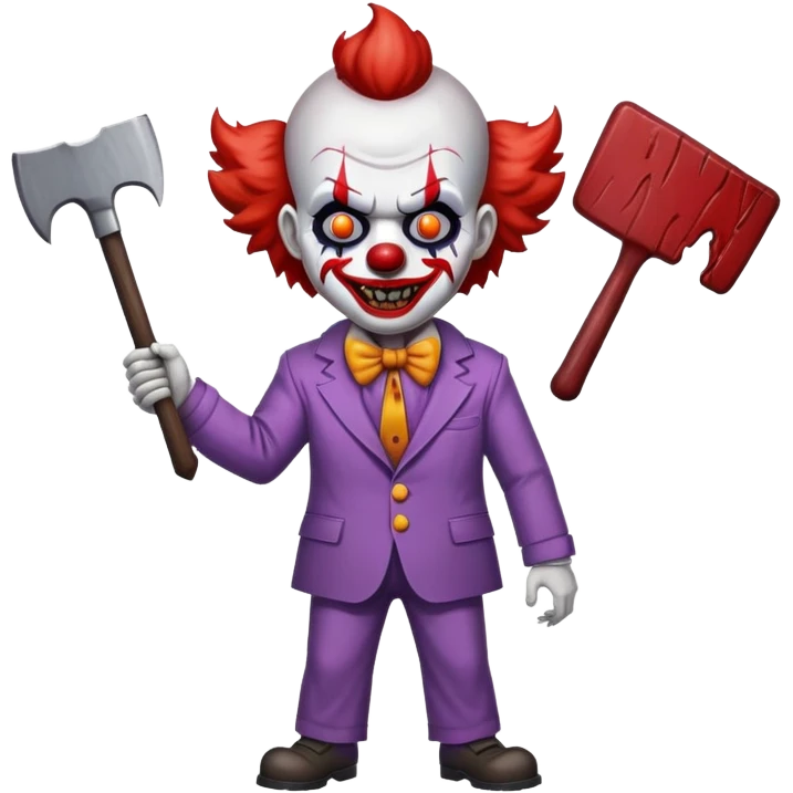 demonic clown wearing a leisure suit with accessories emoji