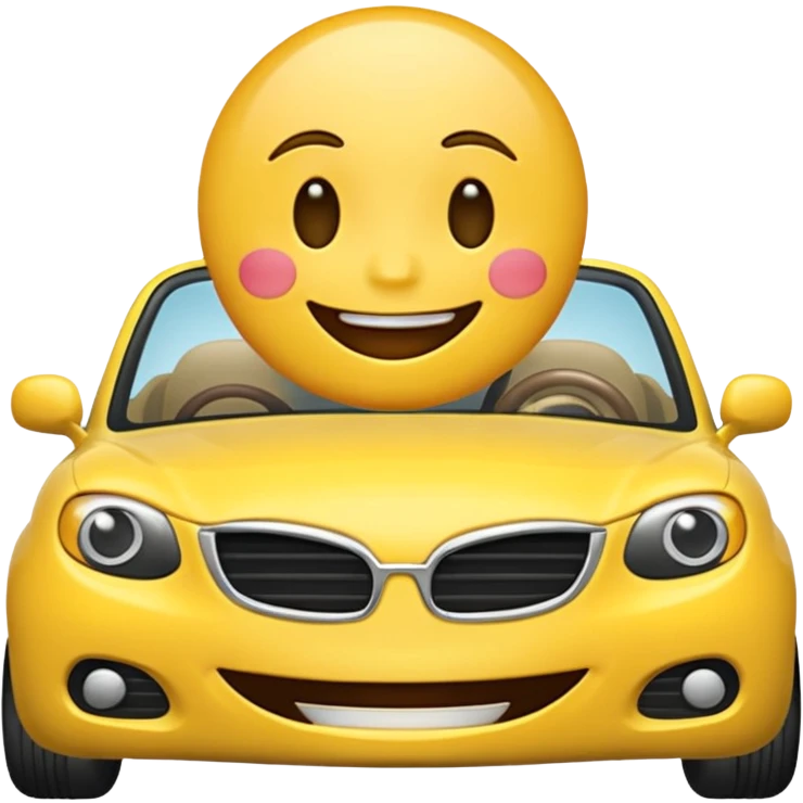 Emoji driving a car winking emoji
