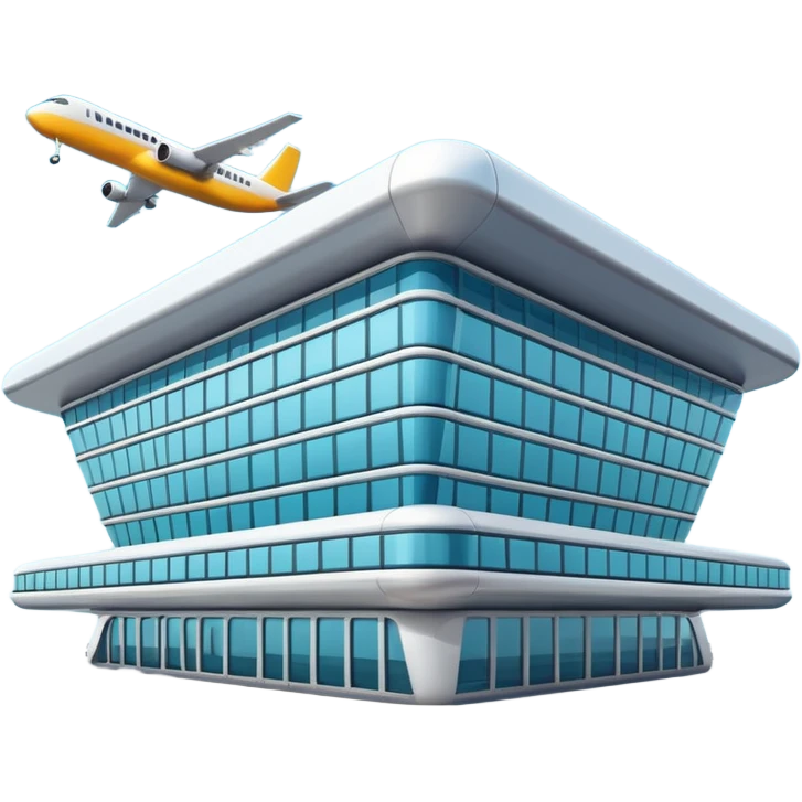 3d terminal building, planes emoji