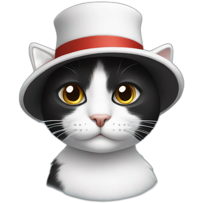 Black-white cat in hat emoji