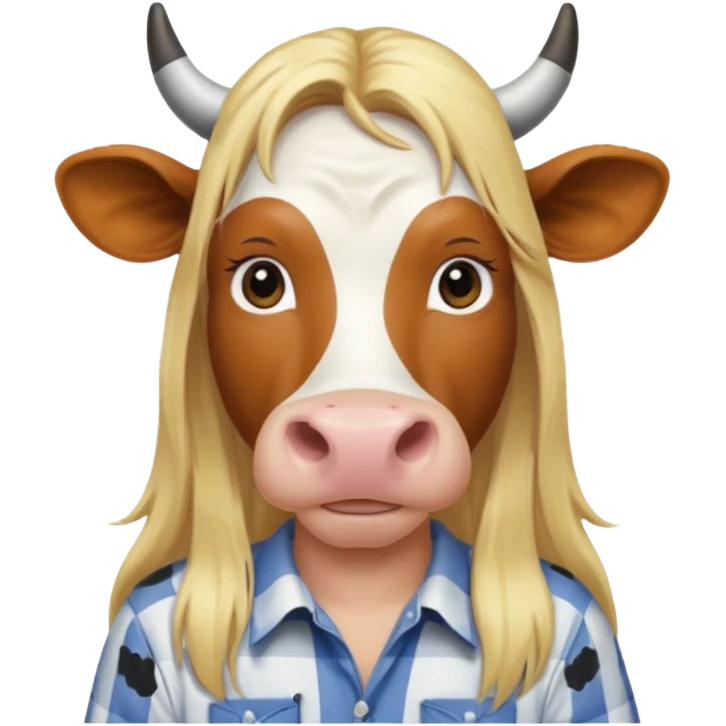 cow with long blonde hair and shirt emoji