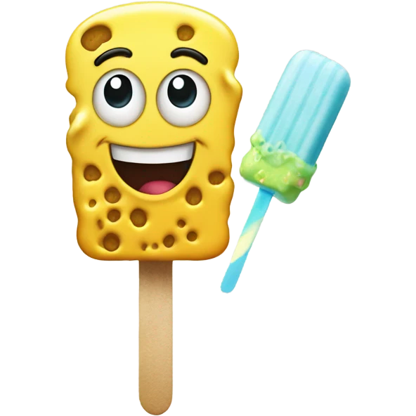 Emoji man eating SpongeBob popsicle emoji