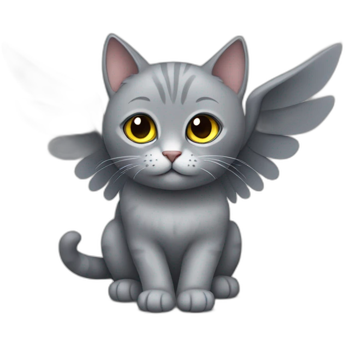 gray cat with wings emoji