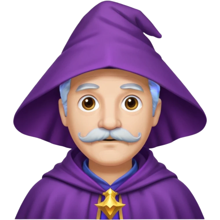 wizard with mustache, purple cloack emoji