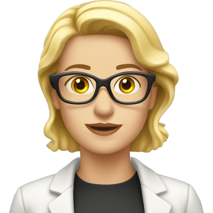 white female curator in a science museum in background emoji