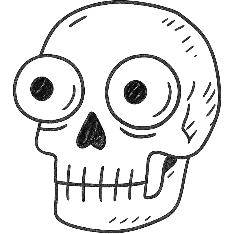 a skull with protruding eyes emoji