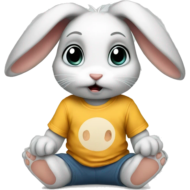 an anxious baby rabbit in t-shirt emoji