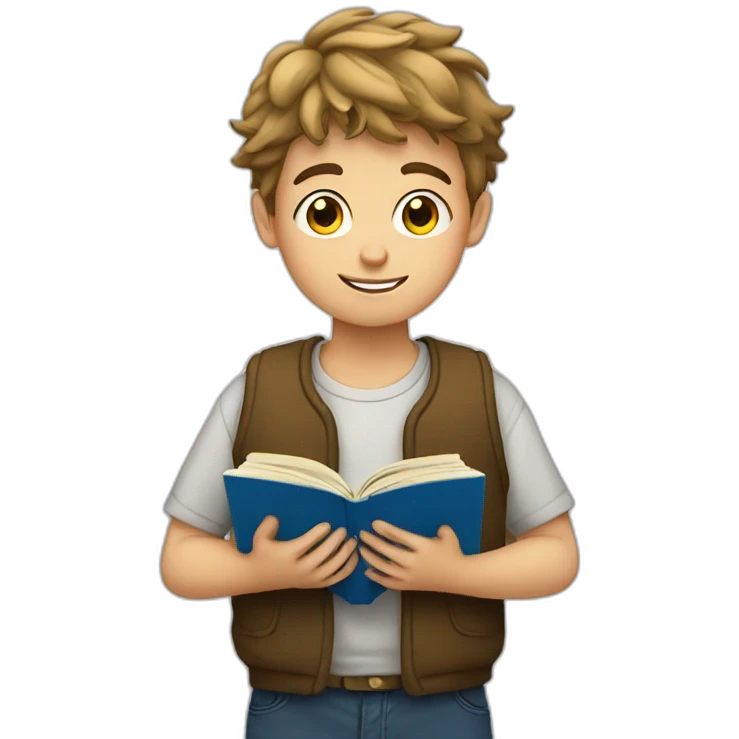 european boy reads a book emoji