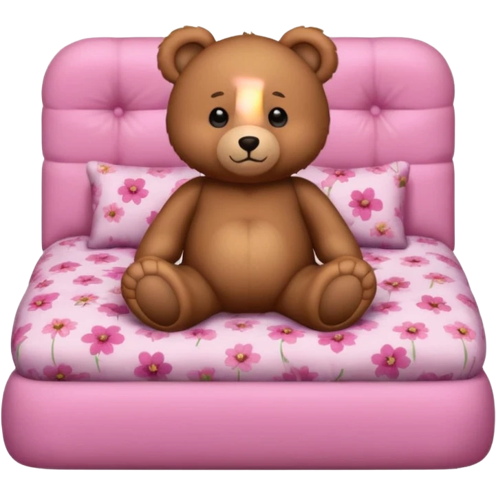 Brown Teddy bear in pink bed emoji