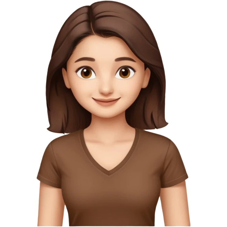 ipretty bratz emoji of alia bhatt wearing a V neck brown tshirt. She should look like Alia Bhatt emoji