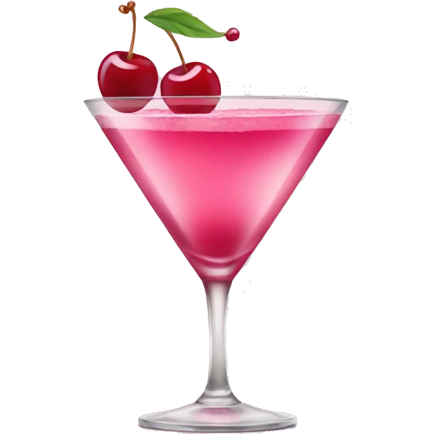 Pink cocktail with cherry emoji