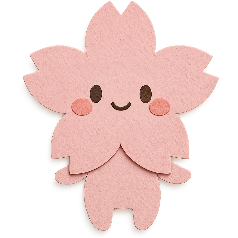 chibi sakura blossom, soft pastel colors, full-body, blushing cheeks, clean lines emoji