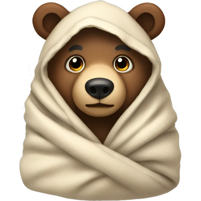 bear cozy in blanket emoji