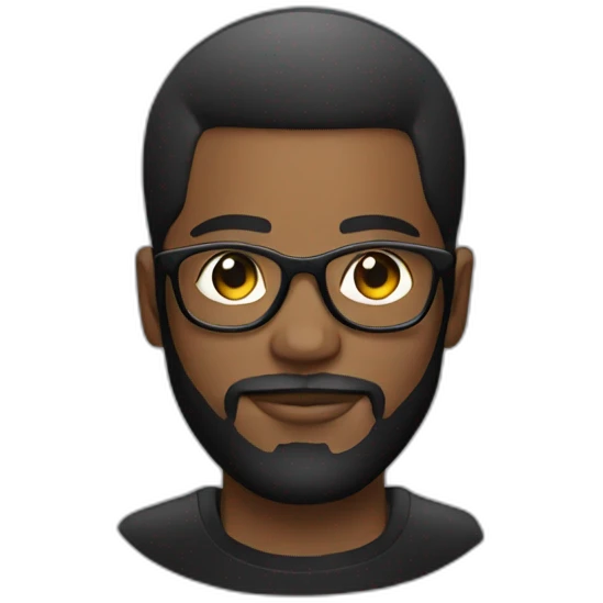 Black dj with a beard in glasses with part in hair  emoji